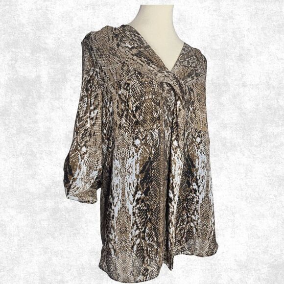 Calvin Klein Snakeskin Blouse – Size L – Animal Print Tie-Neck Top - Picture 6 of 6